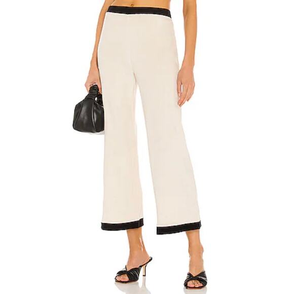 L’Academie Gina Crop Top Linda Wide Leg Crop Pants Beige Black Small Set Outfit - Picture 3 of 11